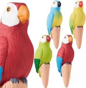 Yeswhat Self Watering Plant Spikes 4 Pack, Terracotta Parrot Automatic Plant Waterer for Indoor Outdoor Plants, Slow Release Watering Stakes, Vacation Plant Watering Devices for Potted Plants Garden