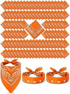 Cutecrop 200 Pcs Paisley Bandanas Bulk Unisex Cowboy Bandanas Novelty Headband Square Scarf for Women Men Party Costume(Orange)