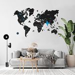 Black & Blue Wooden World Map | Map of the World | World Map | Wall Decor | Home Decor idea | Best for Travellers | Wall hanging | Best Gift Products | The Map Store (M - 48"x30")