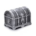 AVESON Rectangle Vintage Metal Treasure Chest Trinket Jewelry Box Jewellery Organiser Storage Boxes Ring Case Gift for Girls Ladies Women, Small, Ancient tin colour