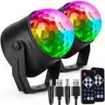 Ecoastal Party Disco Lights USB DJ Ball Strobe Led Rotating 7 Colorful Effects 3 Music Mode Remote Controller Sound Activated RGB Rave Dance Lamp for Kids Birthday Family Gathering Christmas 2 Pack