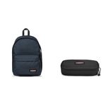 EASTPAK OUT OF OFFICE Backpack, 27 L - Triple Denim (Blue) OVAL SINGLE Pencil Case, 5 x 22 x 9 cm - Black (Black)