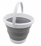 SAMMART Collapsible Bucket (White/Grey, 5.5L - Round)