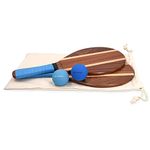 Navaris Frescobol Beach Rackets Set - Includes 2 Wooden Paddles and 2 Balls - Varnished Outdoor Wood Paddle Bat Ball Game for Park or Garden