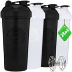 GOMOYO 4-Pack - 28 Ounce Shaker Bottle, Protein Shaker Wire Whisk x4, Bulk Protein Drink and Pre-Workout Shaker Cups, Dishwasher Safe & BPA Free