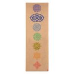Shakti Warrior Chakra Cork Yoga mat - Artist Designed, Premium eco friendly mats, Non Slip, Non Toxic, Great for Regular & Hot Yoga, Pilates and Work out (72 inch x 24 inch x 3mm Thick)