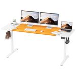 ERGOMAKER Electric Height Adjustable Standing Desk 170x60cm (66.9"x23.6"), Sit Stand Desk with Splicing Top for Home Office (White Frame, White + Cherry Desktop)