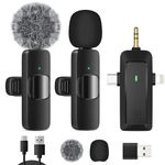 HMKCH Wireless Lavalier Microphone for iPhone - Android Phone/Camera/Computer/Laptop, Professional Dual Lapel Mic with USB-C/3.5mm/USB Plug for Video Recording, Vlog, YouTube, TikTok