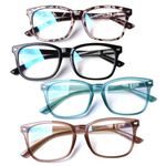 4 Pack Blue Light Blocking Reading Glasses Women Men,Spring Hinge Computer Readers,Anti UV Ray Square Nerd Eyeglasses (Multicolor-2, 1.0, x)