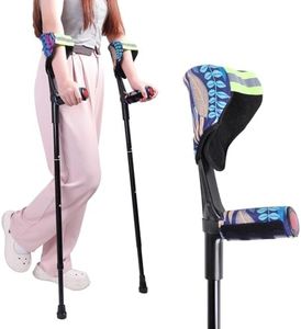 Forearm Crutches for Adults (1 Pair), Adjustable Arm Crutches, Crutch for Walking, Forearm Crutch Pads with Anti-Dorp Cuff, Elbow Cushion, Grip Cushion（Foliage）, for Broken Foot or Leg Injuries