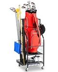 Golf Bag Storage Organizer- Golf Bag Stand Fit for 1 Golf Bags and Golf Clubs, Golf Balls, Golf Equipment Accessories, Extra Large Golf Bag Storage Rack for Garage