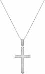 Dazzlingrock Collection 0.25 Carat (Ctw) Round White Diamond Classic Faith Charm Cross Unisex Pendant with 18 inch Silver Chain in in 925 Sterling Silver