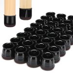 NETRIDDLE 32 PCS Silicone Chair Leg Floor Protectors - Noise-Reducing Rubber Caps for Table & Chair Legs, Full-Angle Cover Protector for Chairs Feet & Hardwood Floors (Universal Large Black)