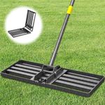 Lawn Leveling Rake 30x10 inch, 6.2FT Lawn Leveler Tool Stainless Steel Adjustable Handle Level Rake Heavy Duty Rakes for Lawns, Backyard, Garden, Golf Course, Farm, Pasture