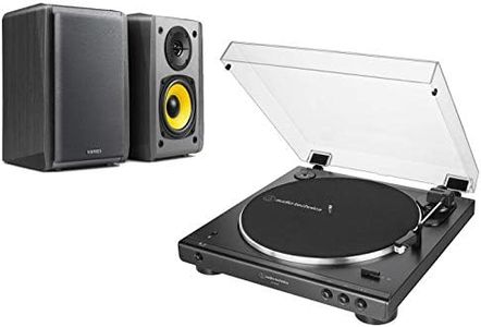 Audio-Technica AT-LP60XBT Bluetooth Transmit Turntable Compatible for Edifier R1010BT Speakers Exclusive to Digitalis Audio (Bluetooth Black Speakers)