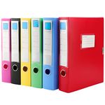 PINGEUI 6 PCS A4 File Storage Boxes, Large Capacity Plastic Archives Cases with Lid, File Folder Organizer Document Storage Filing Box for Office Home School, 6 Assorted Colour