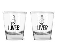 F**k My Liver - Drinking Humor - Funny Shot Glass for Parties - 1.75 oz Shot Glass Set (2)