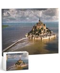 PieceRelax Canvas Wall Art Puzzles for Adults - Henry Do Mont Saint Michel Island, France Unique Gift & Home Décor with Plastic Jigsaw Puzzle Artwork for Living Room Bedroom [HN1313]