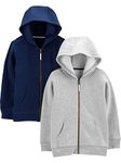 Simple Joys by Carter's Baby Boys' 2-Pack Fleece Full Zip Hoodies, Grey/Navy, 8