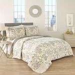 Traditions by Waverly Set in Spring 3-Piece Quilt Collection, Queen, Sterling