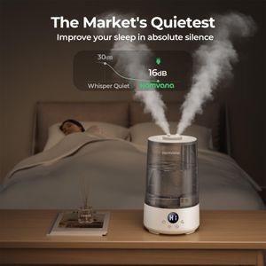 Homvana 3.6L Cool Mist Humidifier – Grey, Large Room Air Moisturizer