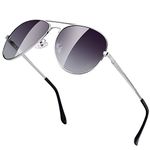 ANYLUV Pilot Sunglasses Mens, Polarised Sunglasses Men Women Classic Black Shades Metal Frame with UV Protection(Silver/Gradient Purple)