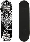 M.Y X-Skate 'Antihero' Complete Skateboard 31" Double Kick Beginner Skateboard for Kids Teenagers & Adults 7 Ply Birch Deck ABEC 7 Bearings for tricks and skateparks