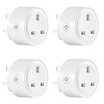 UK Technology Wifi Smart Plugs, Works With Amazon Alexa, Google Home, Wi-Fi Outlet, Energy Monitoring Smart Plug, Alexa Wifi Plug with APP Remote Control, Timer Function, No Hub Required (Pack Of 4)