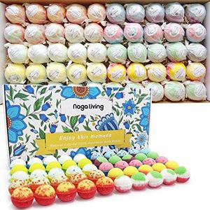 Nagaliving Bath Bombs Gift Set, 50 Handmade Bulk Bath Bombs for Kids, Women, Men, Wonderful Fizz Effect Bath Gift for Valentine's Day, Christmas & Any Anniversaries