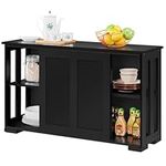 Yaheetech Buffet Sideboard with Sliding Door and Adjustable Shelf Stackable Cabinets Wooden Console Table Kitchen Dining Room Storage Cupboard, Black