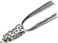 BOOYAH Pad Crasher Topwater Bass Fishing Hollow Body Frog Lure with Weedless Hooks, Albino Frog