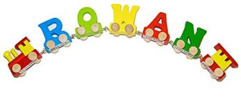 Personalized Colorful Wooden Train Alphabet Letter 5 letters Name by toys.funworld