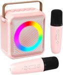 Ankuka Karaoke Toys for Kids & Adults with 2 Microphones, Portable Karaoke Machine with LED Light and Voice Changing Effects, Gifts for Age 3-18 Kids Boys Girls Families Birthday Party (Pink)