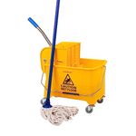 Mind Reader MOPT20-YLW Professional Commercial Wringer Mop Bucket, 22 Quart, Yellow