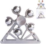 DMaos Ferris Wheel Fidget Spinner, Kinetic Desk Toys Spin with Stand, Metal Stainless Steel Smooth Bearing, High Speed Colorful Marble Rainbow, Premium Gift Figit Toy for Adults Kids - 10 Balls