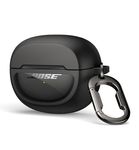 SURITCH Clear Case Compatible with New Bose Ultra Open Earbuds (2024), Durable Full-body Shockproof TPU Protective Case with Carabiner & Key Ring & Transparent Logo Window(Black)