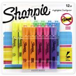 Sharpie 25145 Tank Highlighters, Chisel Tip, Assorted Fluorescent, 12-Count