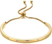 WOWORAMA Dainty Gold Bracelet for Women Adjustable Slider Bangle Bracelets Simple Stackable Friendship Love Bracelet Cubic Zirconia Titanium Steel Bangles Bracelet
