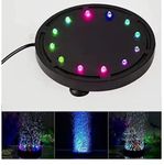 SANSEFERO Premier Plants 5 inch 12LEDs Disk Air Bubble Air Stone for Fish Tank with Multi-Colored Submersible Light for Aquarium and Fish Ponds(Q12)