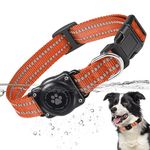 Furrigo Airtag Dog Collar, 100% Waterproof Integrated Apple Air Tag Dog Collars, Reflective GPS Dog Collar with Hard PC AirTag Holder Case for Small Medium Large Dog (Orange)