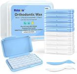 Braces Wax, 10 Pack 50 Precut Wax Strips 350+ Dots, Includes Separate Cases, Storage Box & Applicator Tool, Food-Grade Premium Dental Wax- Stick Better (Unscented/Mint +Aloe Vera +Vitamin E)