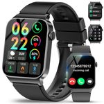 VKROBAG Smart Watch for Men Women Answer/Make Calls, 1.85" HD Smart Watches with 110+ Sport Modes, Fitness Watch with Heart Rate Sleep Monitor, IP68 Waterproof Smartwatch for Android iOS, Black