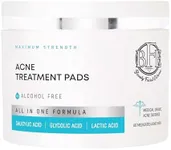 Acne Treatment Pads- Contains Salicylic, Glycolic, & Lactic Acid for Face & Body. Eliminates Oily Skin, Clogged Pores & Cystic Breakouts. Remover for Dark Spots, Whitehead & Blackhead Pimples.