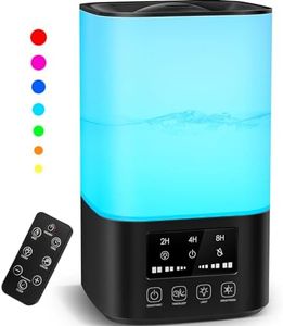 Cool Mist Humidifiers for Bedroom, Upgraded Humidifiers for Large Room Baby Home Plants, Quiet 3L Ultrasonic Air Humidifier Top Fill with Remote Control, 360° Nozzle, Night Light, Auto Shutoff - Black