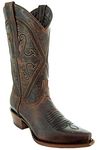 Soto Boots Women Cheyenne Leather Snipped Toe Cowgirl Boots M50041, Brown, 12