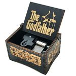 The Godfather Wood Music Box - 18 Note Mechanism Antique Laser Engraved Musical Box Godfather Gifts-Clockwork Driven