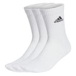 adidas Unisex Cushioned Crew Socks 3 Pairs, White / Black, 8.5-10