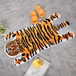 Panstar Tiger Bath Mat for Bathroom, Cute Orange Yellow Tiger Cartoon Non Slip Animal Shaped Absorbent Bathtub Bathroom Plush Shower Rugs