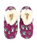 Lazy One Fuzzy Feet Slipper Socks for Women, Cute Fleece-Lined House Slippers, Cute Dog & Cat Design, Night Owl Fuzzy Feet, Small-Medium