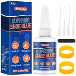 Protado Shoe Glue 35g, Clear Super Glue for Shoe Repair with Anti-Clog Cap, Quick Dry Waterproof Professional Grade Adhesive for Rubber Soles Heels Leather Sneakers Boots Sandals and More, 1 Pack